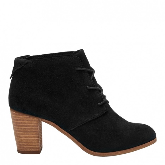 TOMS BLACK SUEDE LUNATA LACE UP BOOTIES - Picture 1 of 6